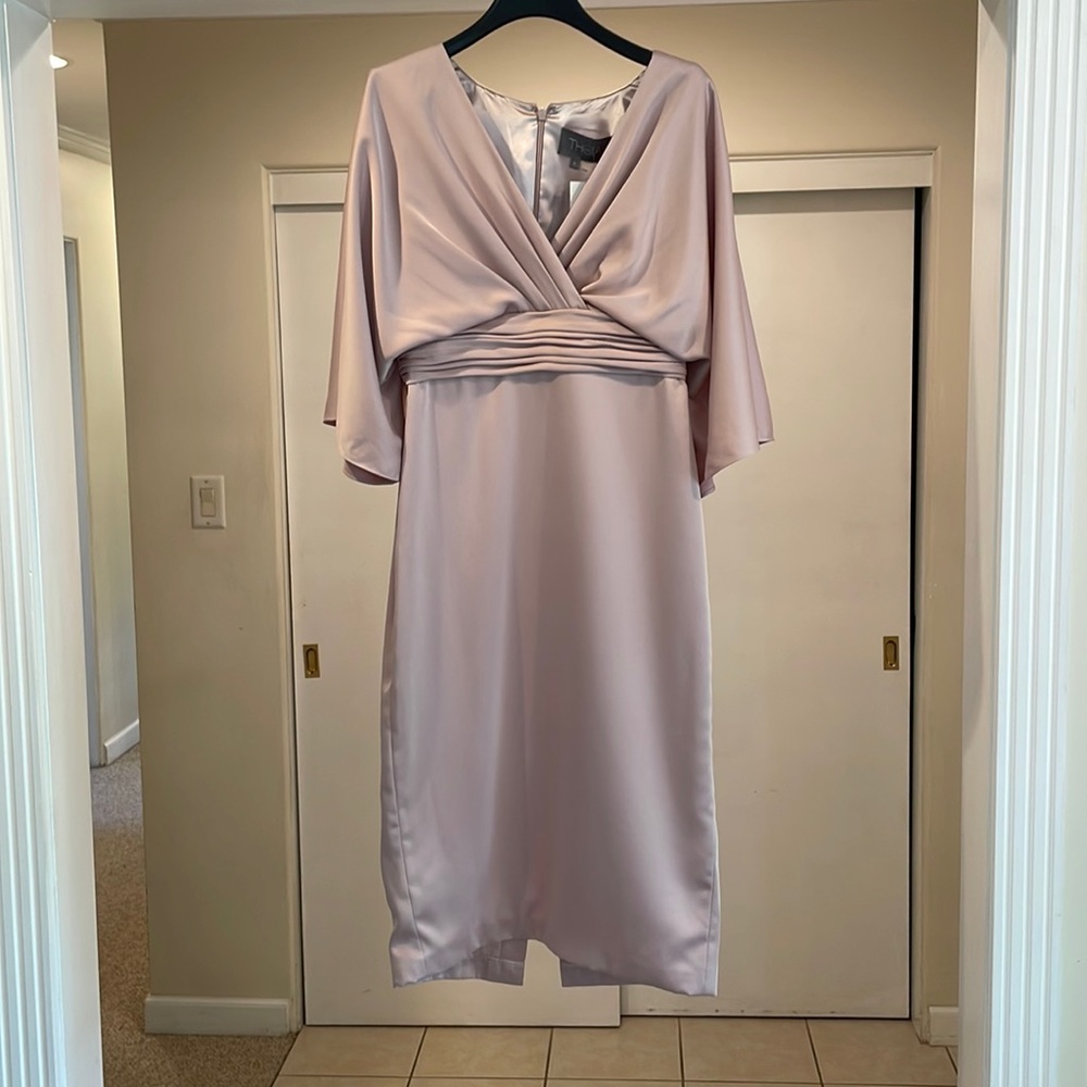 Light pink / Mauve satin midi Theia dress. Never worn (still has tags)